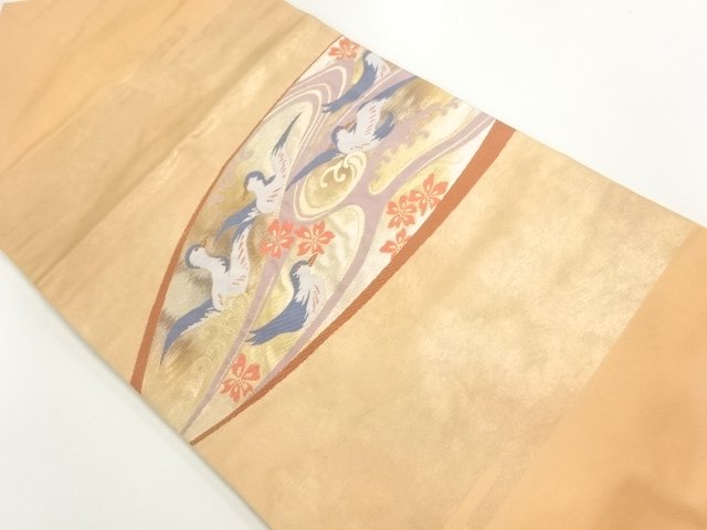 JAPANESE KIMONO / NAGOYA OBI / WOVEN BIRD & SAKURA 
